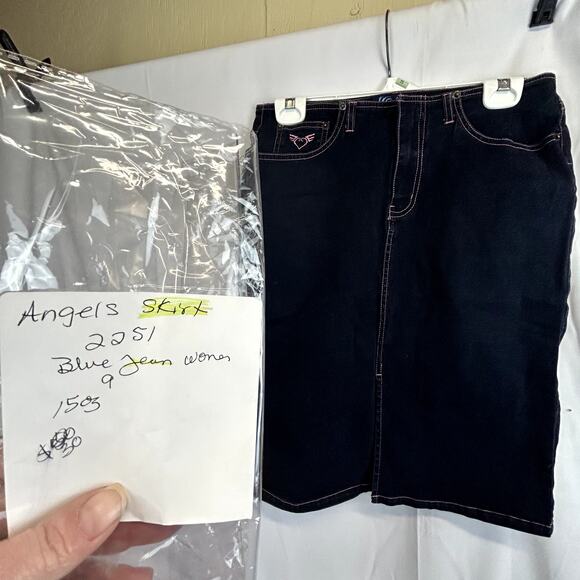 Angels SKIRT Vintage Stretch Blue Denim Size 9 Jr Made in Hong Kong - Picture 12 of 12